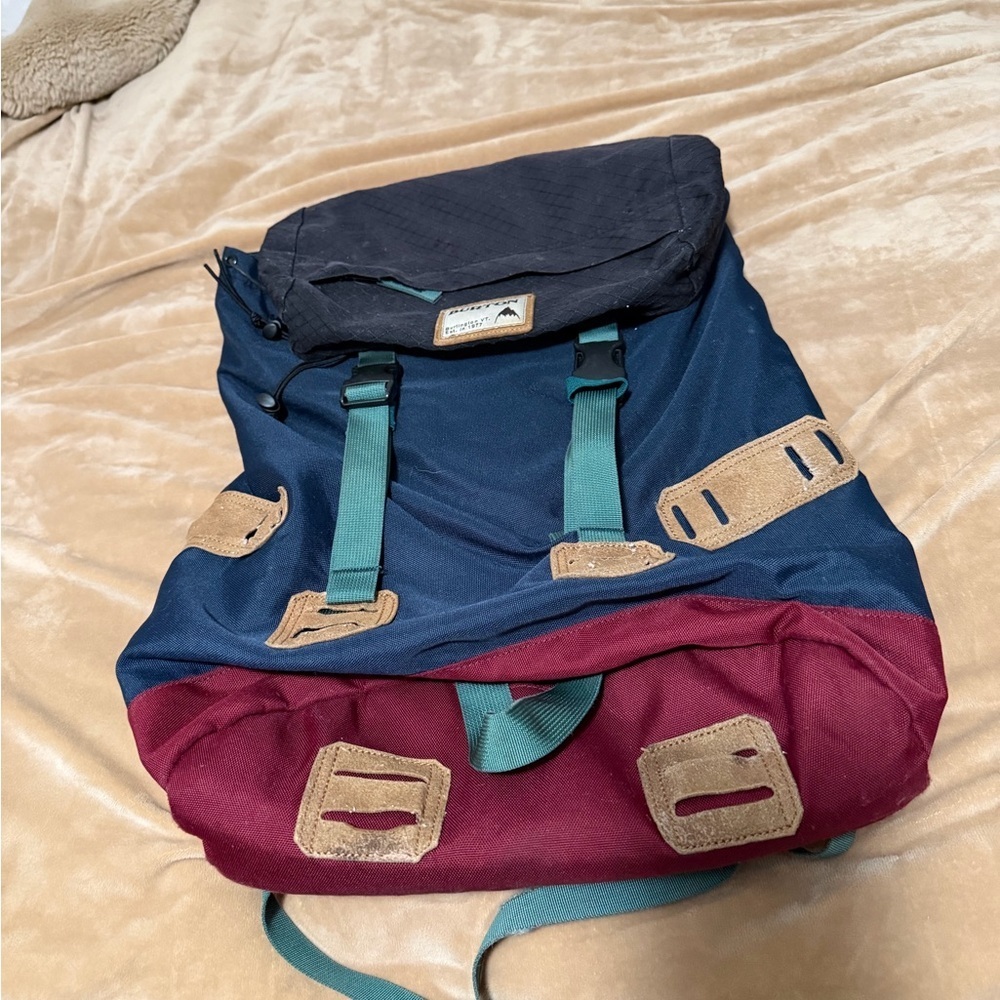 Burton Navy, Burgundy and Teal Canvas Backpack